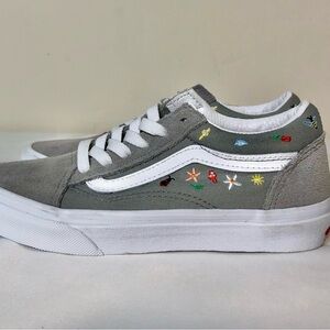 Vans Ladybug Flower Old Skool Shoes SK8 Garden Party Gray Sneaker SZ 3 Youth NEW